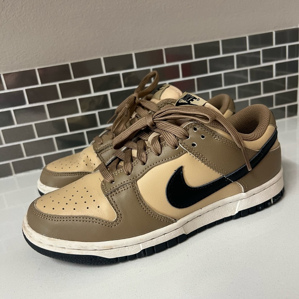 Nike Tan and Black Sneakers Premium Leather Design 6.5 woman